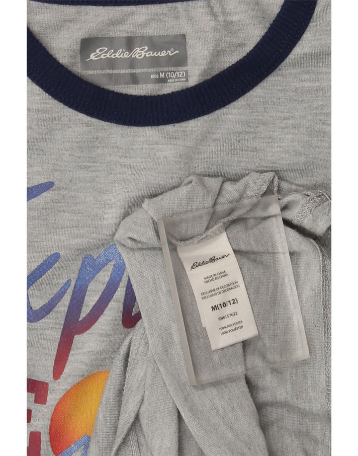 Eddie Bauer Boys Graphic Top μακριά μανίκια 10-11 ετών Medium Grey Flecked