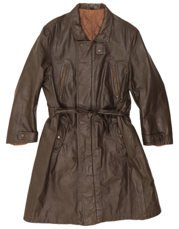Vintage Ανδρικό Δερμάτινο Παλτό IT 54 2XL Χακί