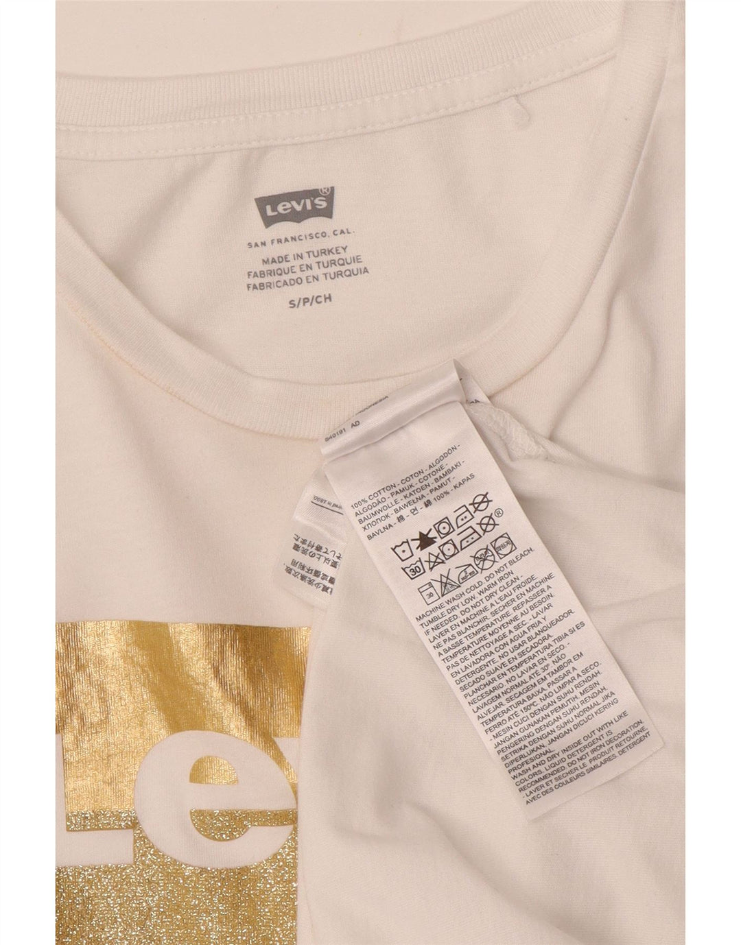 Γυναικείο γραφικό μπλουζάκι Levi's Top UK 10 Small λευκό βαμβακερό