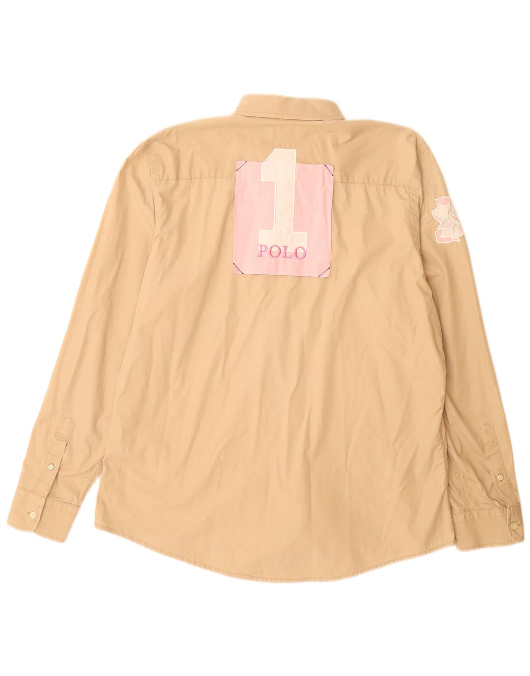 LA MARTINA Ανδρικό γραφικό πουκάμισο 2XL Μπεζ βαμβακερό