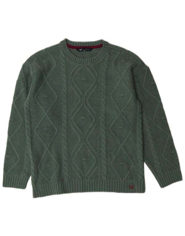 CREW CLOTHING Γυναικείο πουλόβερ με λαιμόκοψη μεγάλου μεγέθους UK 10 Small Green