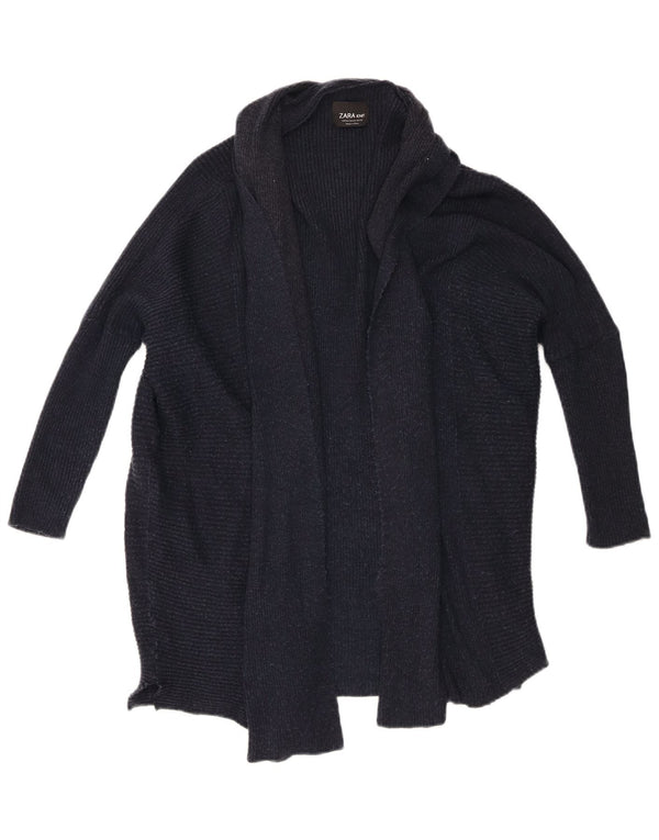 Zara Γυναικείο Ζακέτα με ανοιχτό μανίκι 3/4 UK 14 Medium Navy Blue Flecked