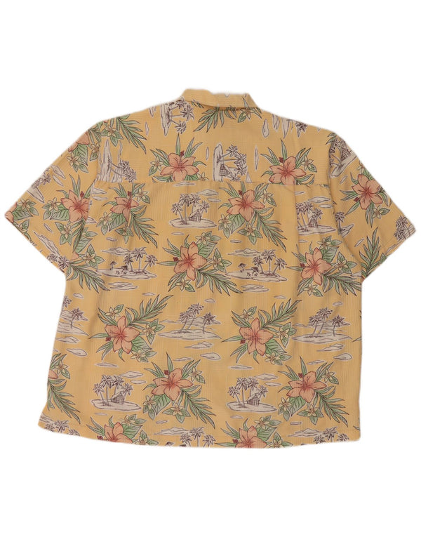 Vintage Ανδρικό κοντομάνικο πουκάμισο 2XL Κίτρινο Floral Rayon