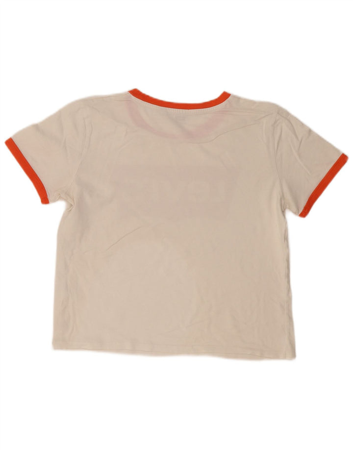 Levi's Crop Graphic T-Shirt Top UK 14 Medium White