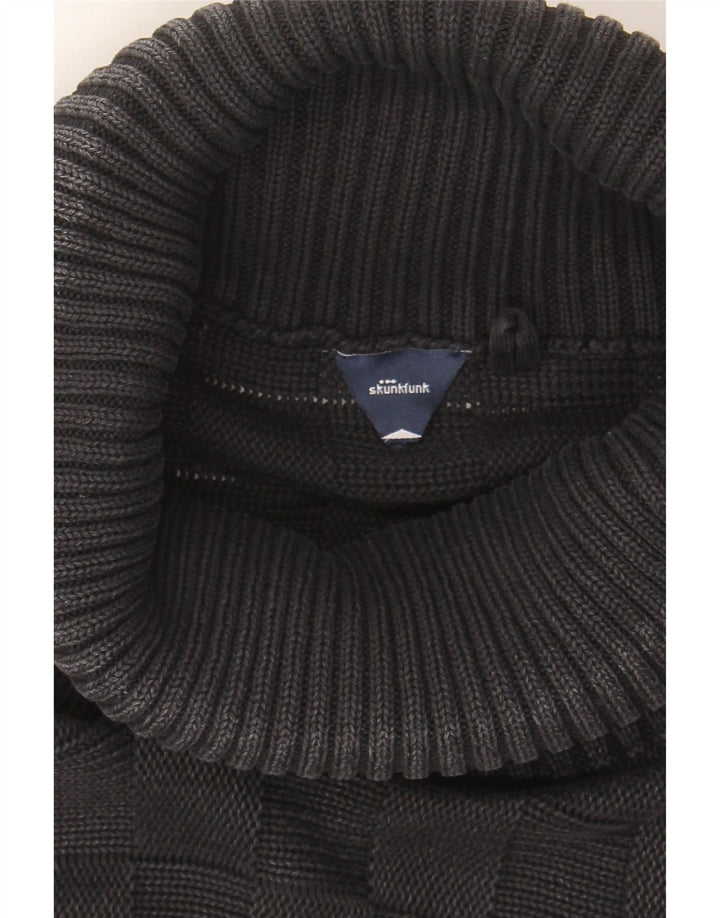 SKUNKFUNK Womens Roll Neck Jumper Sweater UK 12 Medium Black Geometric Vintage Skunkfunk and Second-Hand Skunkfunk from Messina Hembry 