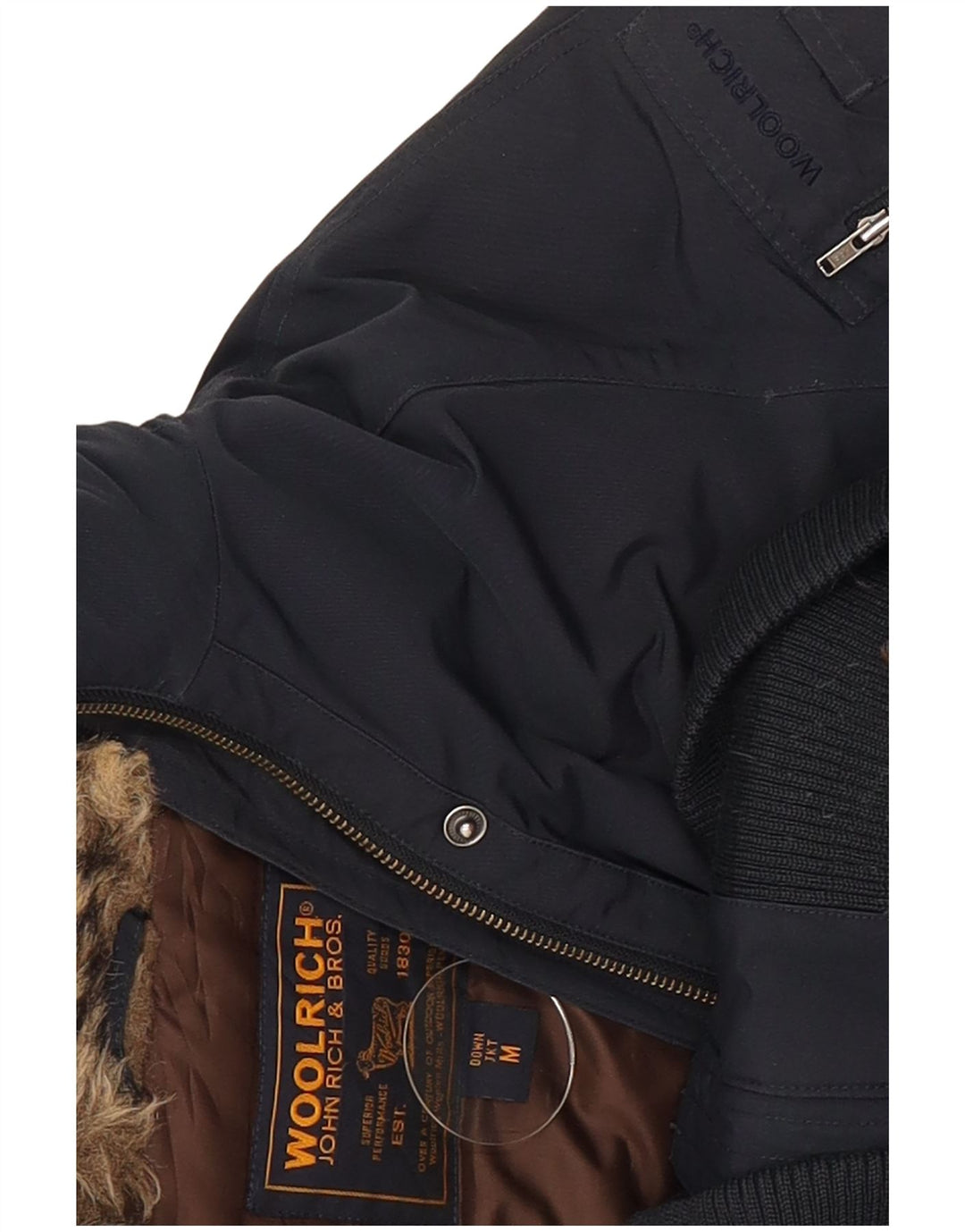 Woolrich Γυναικείο μπουφάν με κουκούλα UK 12 Medium Navy Blue από βαμβάκι