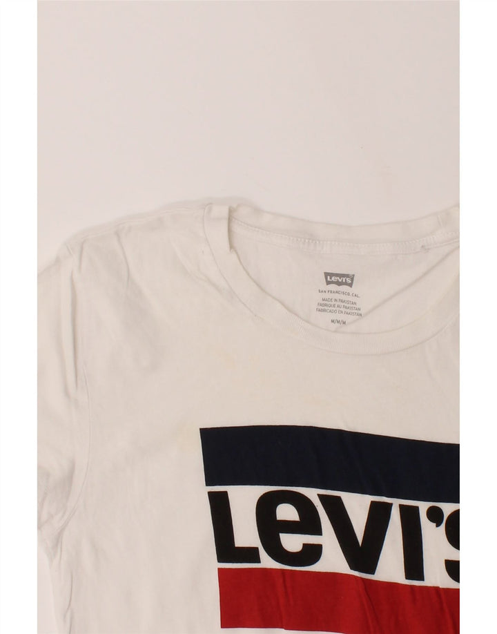 LEVI'S Womens Graphic T-Shirt Top UK 12 Medium White Cotton Vintage Levi's and Second-Hand Levi's from Messina Hembry 