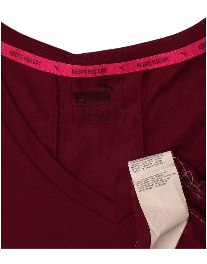 Puma Γυναικείο T-Shirt Top UK 16 Large μπορντό πολυεστέρας