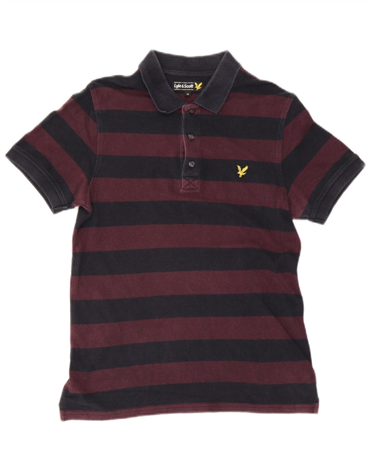 Ανδρικό πουκάμισο πόλο Lyle & Scott, Βαμβακερό μεσαίο μωβ ριγέ