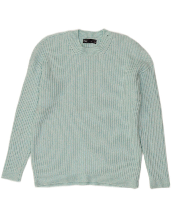 MARKS & SPENCER Γυναικείο πουλόβερ με λαιμόκοψη UK 16 Large Blue Polyester