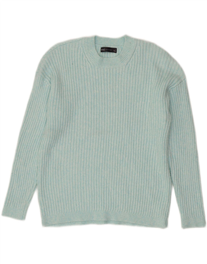 MARKS & SPENCER Γυναικείο πουλόβερ με λαιμόκοψη UK 16 Large Blue Polyester