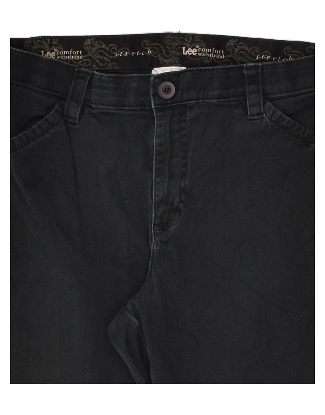 LEE Womens Stretch Comfort Fit Straight Casual Trousers W28 L28 Black | Vintage Lee | Thrift | Second-Hand Lee | Used Clothing | Messina Hembry 