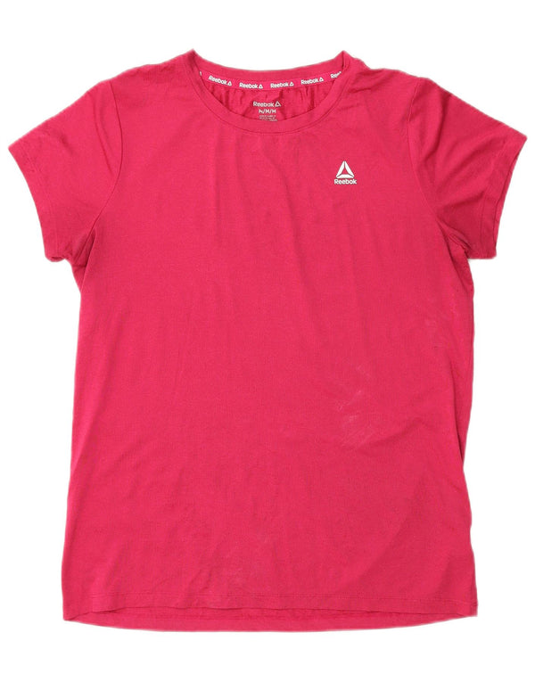 Reebok Γυναικείο T-Shirt Top UK 14 Medium Pink Polyester