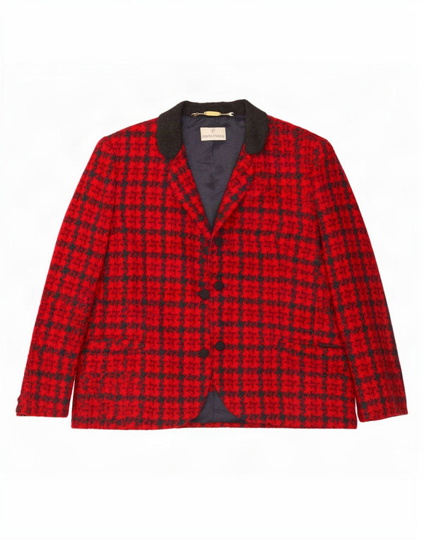 Donna Enrica γυναικείο σακάκι με 3 κουμπιά σακάκι UK 16 μεγάλο κόκκινο Houndstooth