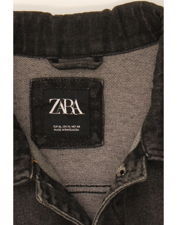 ZARA Womens Denim Jacket UK 18 XL Black Vintage Zara and Second-Hand Zara from Messina Hembry 