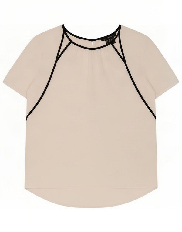 Armani Exchange Womens Blouse Top UK 14 Medium White Colourblock Polyester
