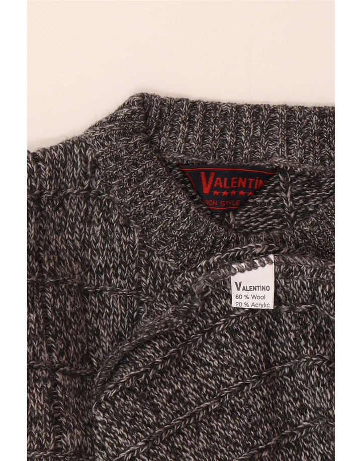 Ανδρικό πουλόβερ Valentino με λαιμόκοψη μεγάλο γκρι μαλλί