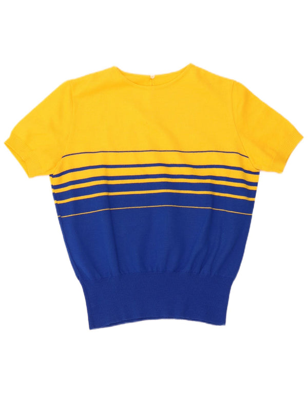 Vintage γυναικείο πουλόβερ με λαιμόκοψη UK 16 Large Yellow Colourblock