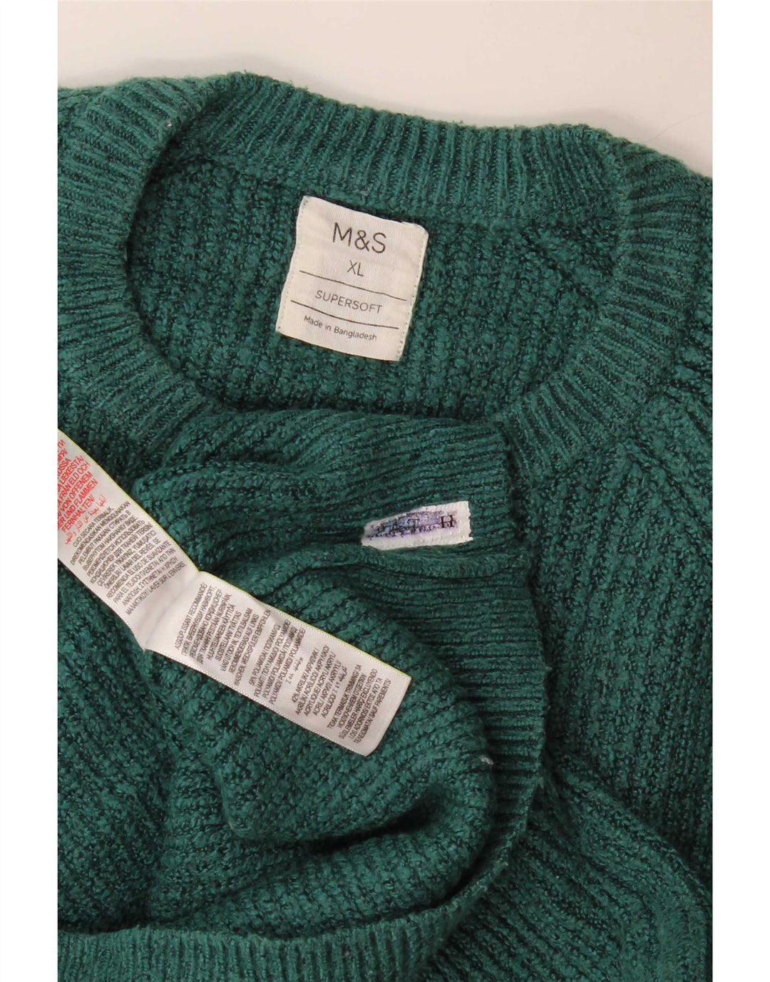 Marks & Spencer Ανδρικό πουλόβερ με λαιμόκοψη XL Πράσινο Πολυαμίδιο