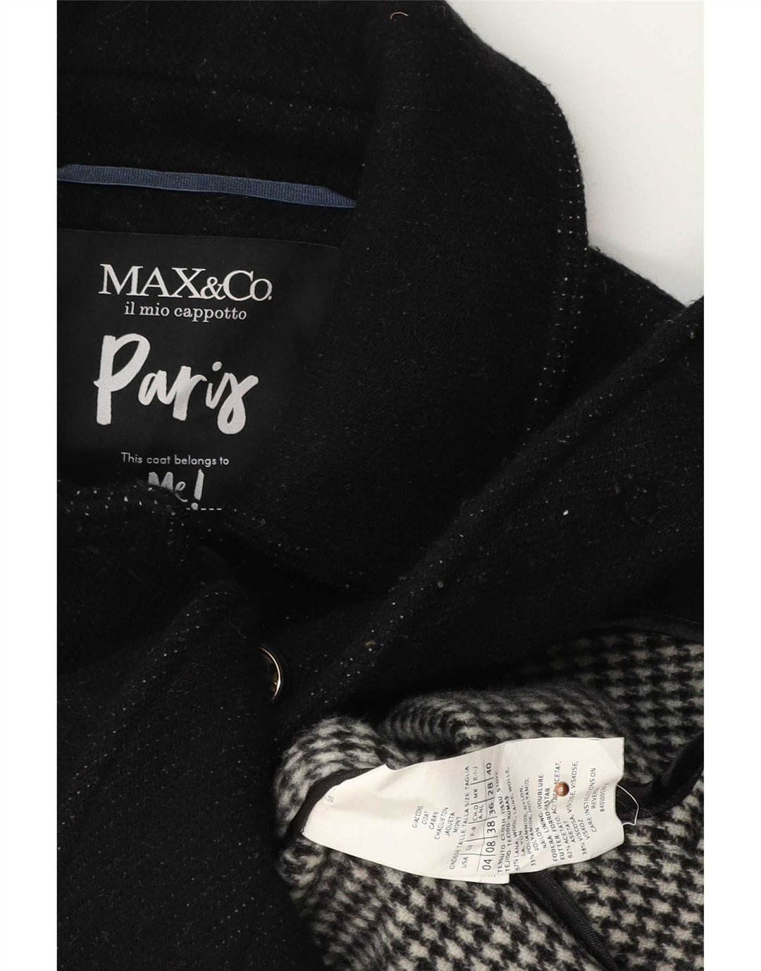 Max&Co. Γυναικείο Πανωφόρι UK 8 Small Black Wool