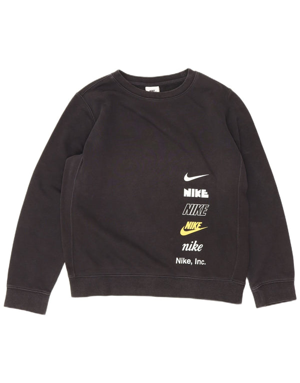 Γραφικό φούτερ Nike Boys Jumper 12-13 ετών Μεγάλο μαύρο βαμβακερό σπορ
