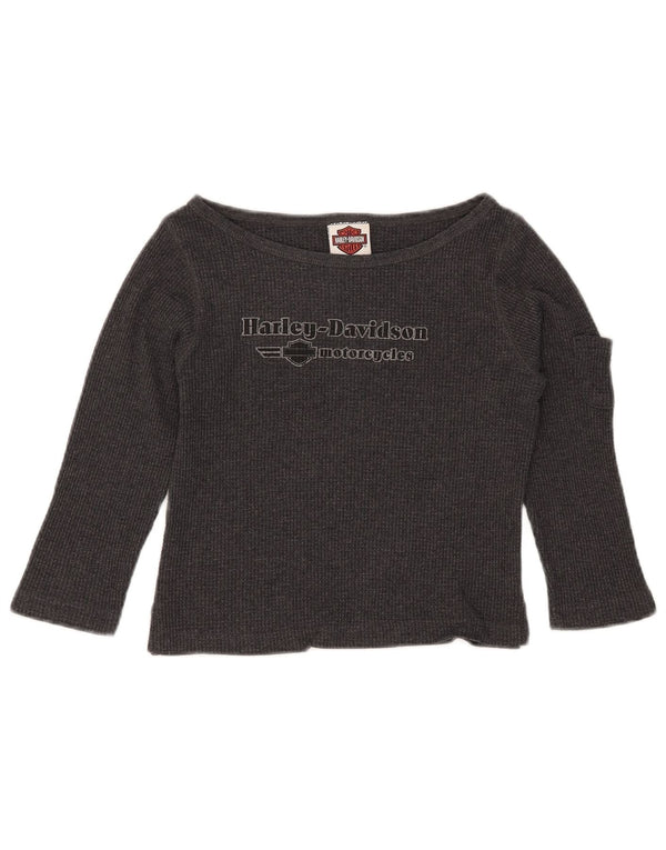 Harley Davidson Γυναικείο Crop Graphic Μακρυμάνικο UK 10 Small Grey Cotton