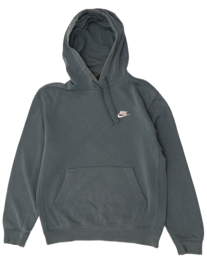 Ανδρικό μπλουζάκι με κουκούλα Nike, μικρό μπλε βαμβακερό