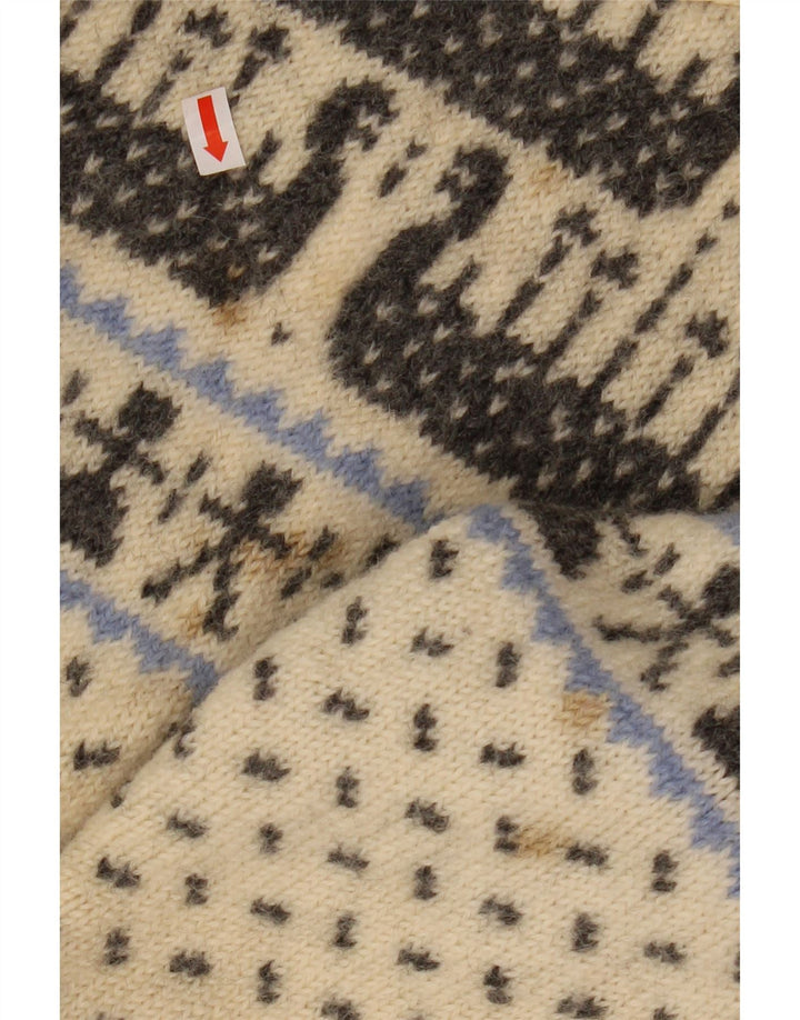 VOSS Γυναικείο πουλόβερ με λαιμόκαυστο UK 10 Small Off White Fair Isle Wool