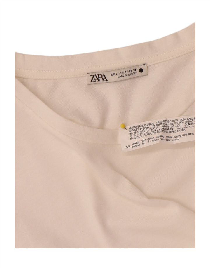 Zara Γυναικεία Μπλούζα Τοπ UK 10 Small White Cotton