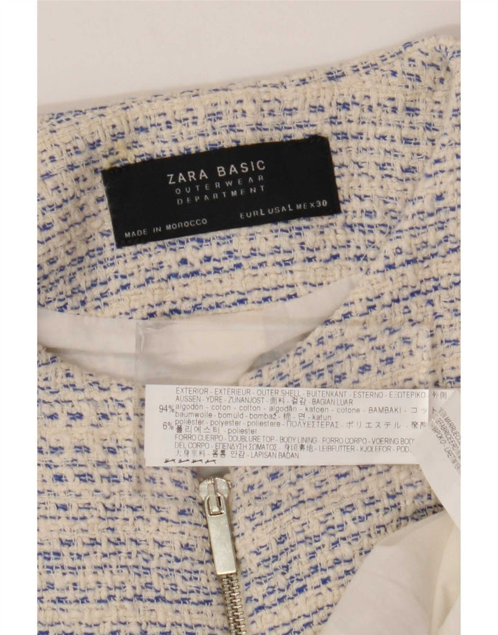 Zara Γυναικείο Longline σακάκι με φερμουάρ UK 14 Large White Flecked