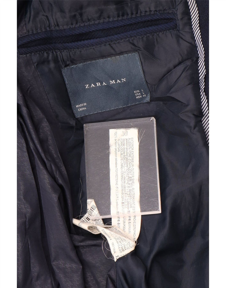 Ανδρικό παλτό ZARA UK 40 Large Navy Blue Polyester