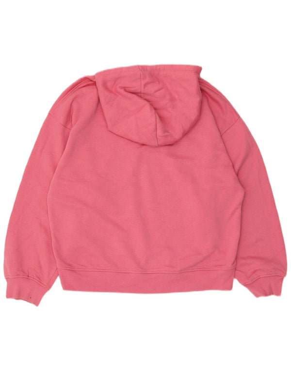 Zara Γυναικείο Hoodie Jumper UK 14 Medium Pink Βαμβακερό