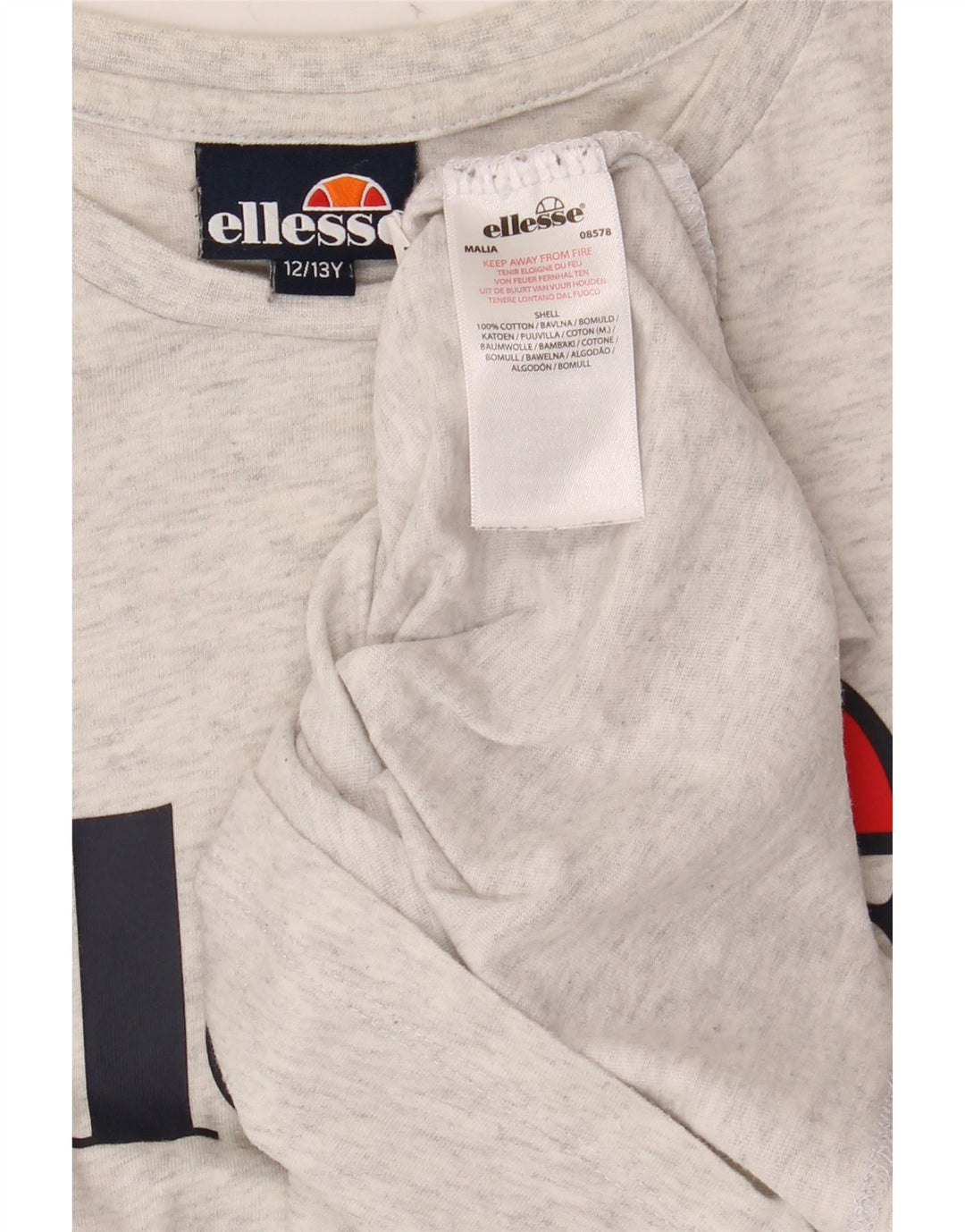 Γραφικό T-Shirt για κορίτσια ELLESSE 12-13 ετών βαμβακερό γκρι