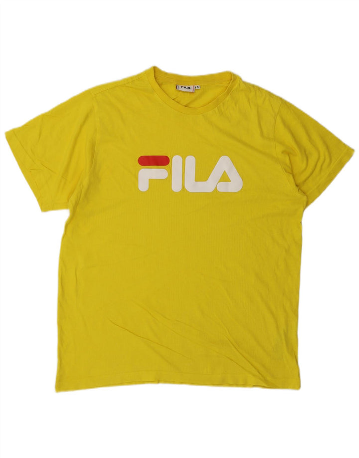 Fila Ανδρικό γραφικό T-Shirt Top Μικρό κίτρινο βαμβακερό