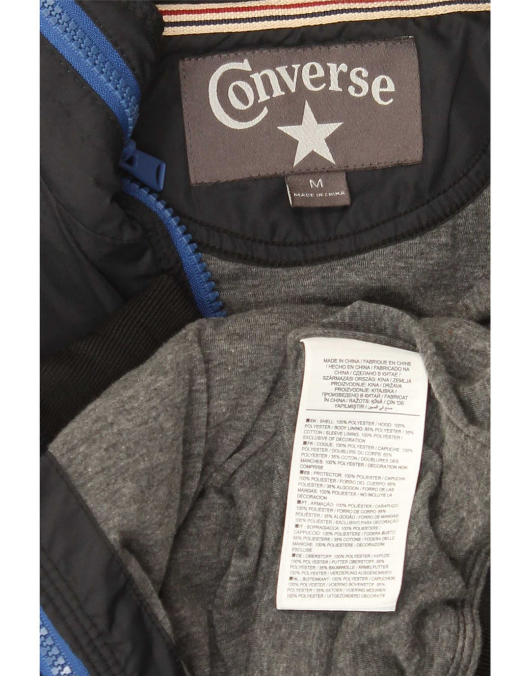 Ανδρικό μπουφάν Converse με κουκούλα UK 38 Medium Navy Blue Polyester