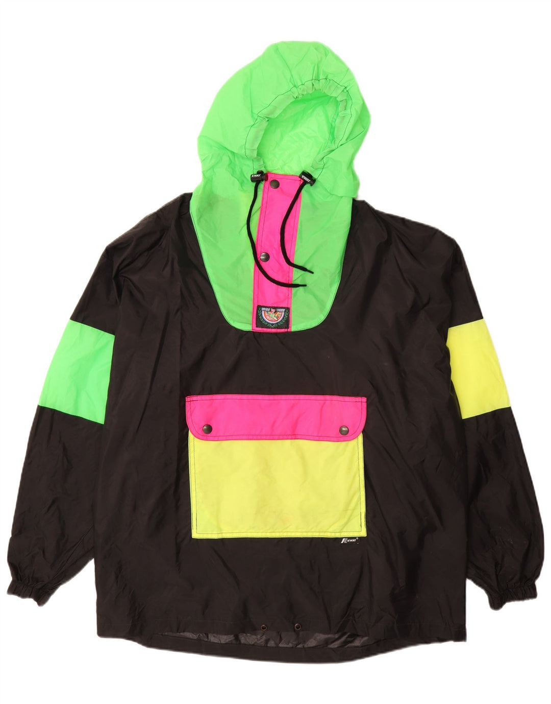 K-WAY Ανδρικό μπουφάν Anorak με κουκούλα UK 40 μεγάλο μαύρο χρώμα πολυαμίδιο