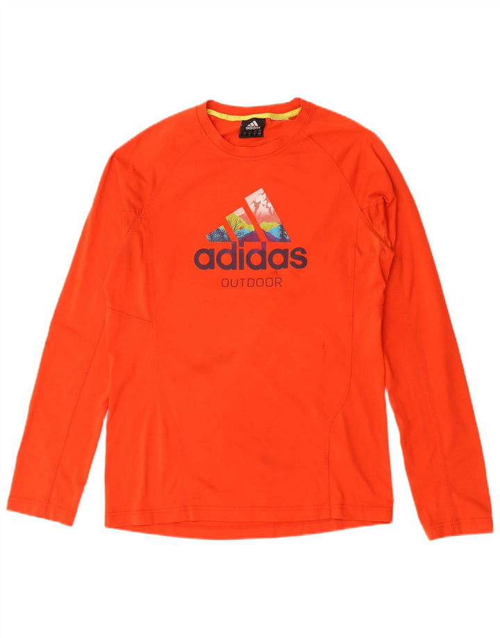 Adidas Ανδρικό γραφικό τοπ μακρυμάνικο UK 40/42 Μεσαίο κόκκινο πολυεστέρας