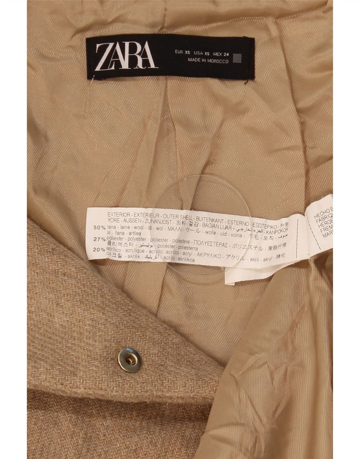 Zara Γυναικείο Bomber Jacket με κουκούλα UK 6 XS Μπεζ μαλλί