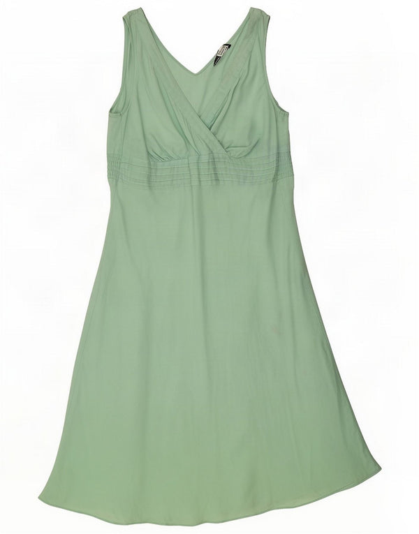 Marks & Spencer Γυναικείο Αμάνικο Φόρεμα UK 14 Large Green Line