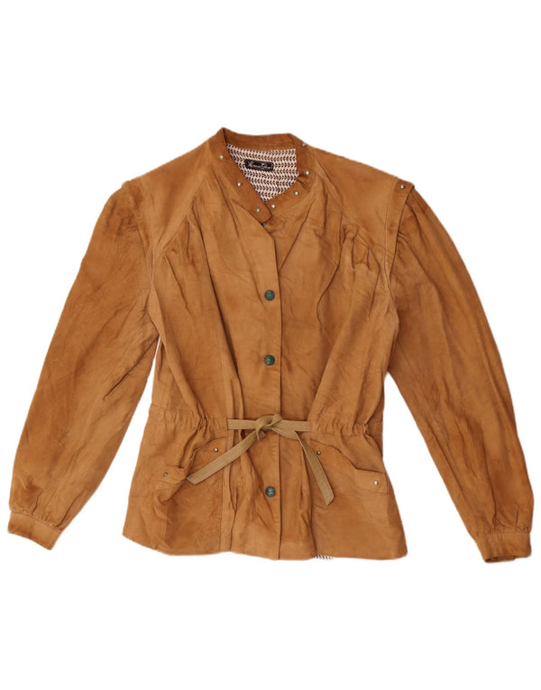 Vintage Γυναικείο Suede Bomber Jacket IT 42 Medium Beige Leather