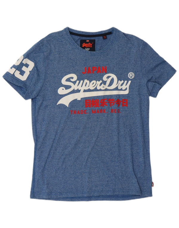 Ανδρικό γραφικό T-Shirt Superdry Top XL Blue Flecked Cotton
