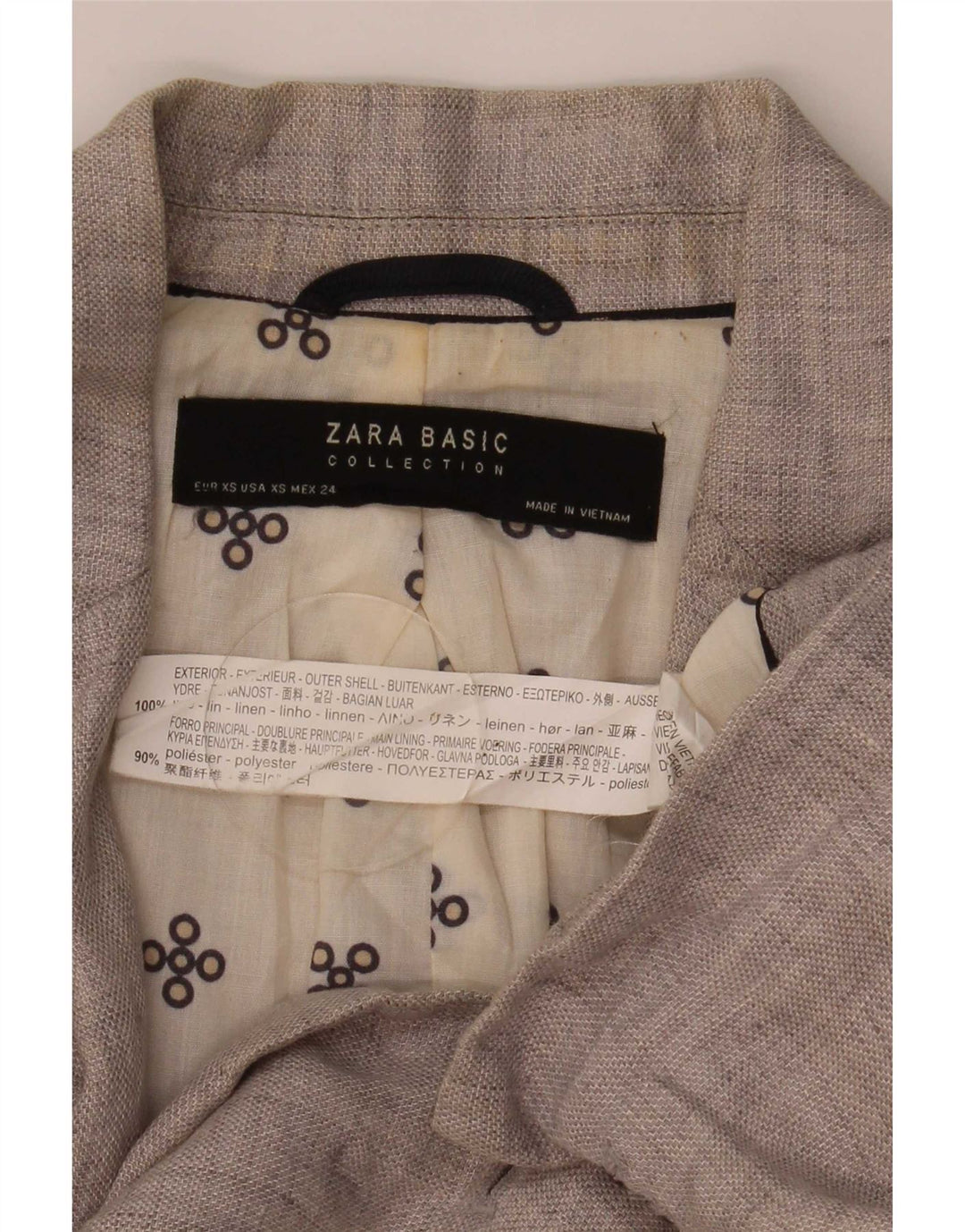 Zara Γυναικείο Μπουφάν σακάκι με 1 κουμπί UK 6 XS Γκρι Λινό