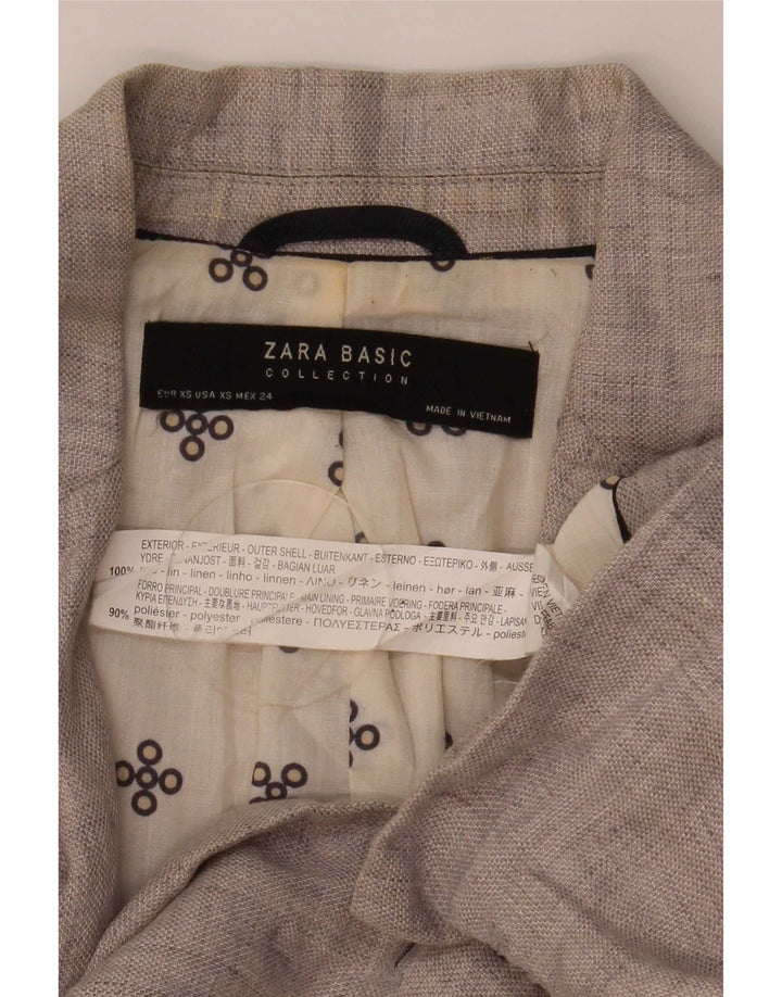 Zara Γυναικείο Μπουφάν σακάκι με 1 κουμπί UK 6 XS Γκρι Λινό