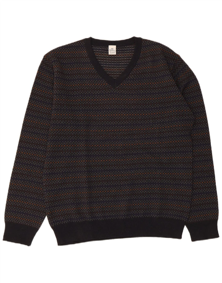 THOMAS LLOYD Ανδρικό πουλόβερ με λαιμόκοψη IT 48 μεσαίου μπλε ριγέ