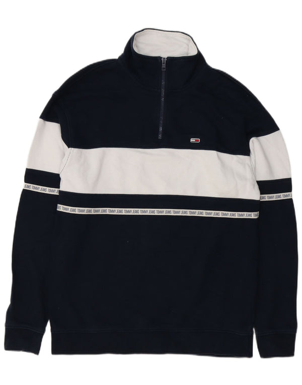 Γραφικό ανδρικό φούτερ Tommy Hilfiger Jumper Small Navy Blue Colourblock