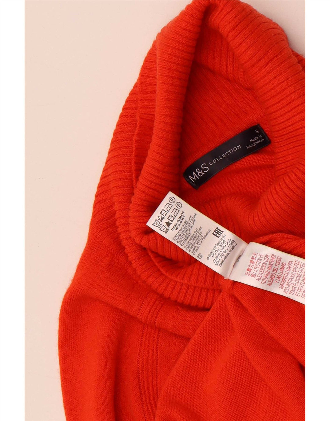 Marks & Spencer Γυναικείο πουλόβερ με ρολό λαιμόκοψη UK 10 μικρό κόκκινο ακρυλικό