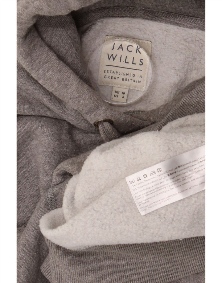 JACK WILLS Γυναικεία Salcombe Devon Oversized Hoodie Jumper UK 10 Small Grey