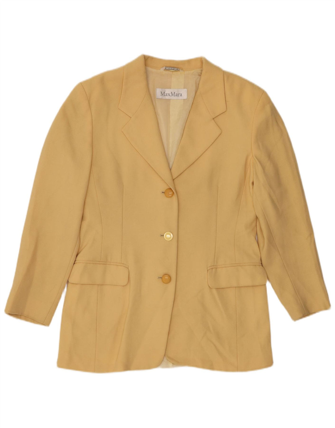 MAX MARA Γυναικείο Longline τζάκετ 3 κουμπιών UK 14 Medium Yellow