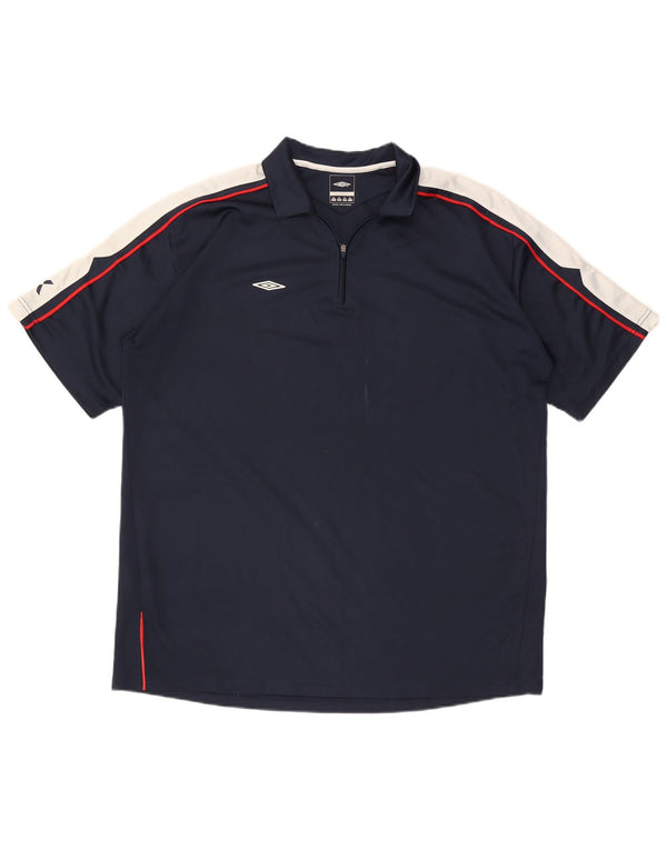 Ανδρικό πουκάμισο Polo με λαιμόκοψη Umbro 2XL Navy Blue Colourblock Polyester