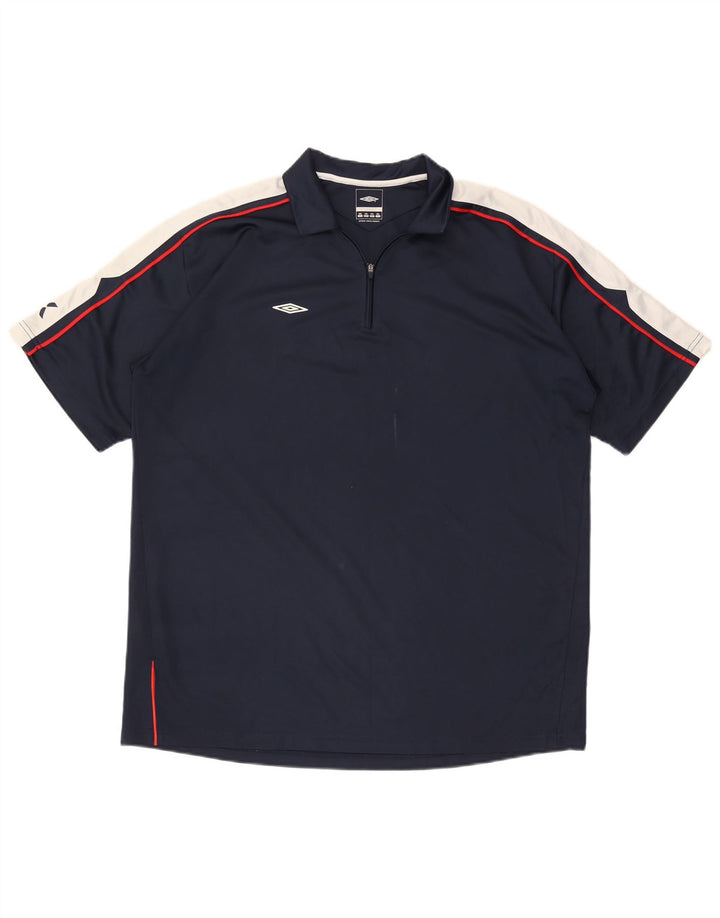 Ανδρικό πουκάμισο Polo με λαιμόκοψη Umbro 2XL Navy Blue Colourblock Polyester